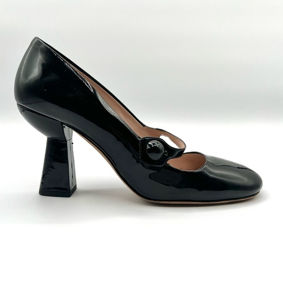 MIU MIU BLACK PATENT LEATHER PUMP MARY JANE HEELS LEATHER HEELS MADE IN ITALY 40 - Picture 3 of 14